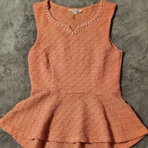 C'est Toi Peplum top w/Pearl Detail